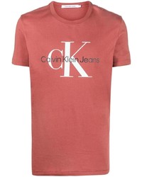 T-shirt girocollo stampata rosa di Calvin Klein Jeans
