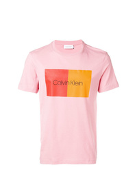 T-shirt girocollo stampata rosa di Calvin Klein