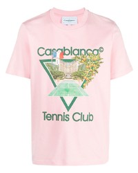 T-shirt girocollo stampata rosa di Casablanca