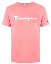 T-shirt girocollo stampata rosa di Champion