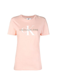 T-shirt girocollo stampata rosa di Ck Jeans