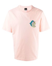T-shirt girocollo stampata rosa di CLOTTEE