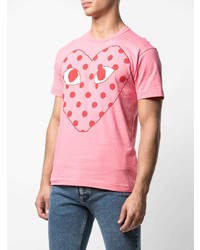 T-shirt girocollo stampata rosa di Comme Des Garcons Play