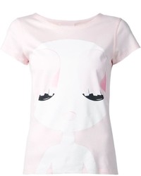 T-shirt girocollo stampata rosa di Courreges