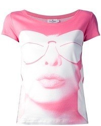 T-shirt girocollo stampata rosa di Courreges