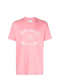 T-shirt girocollo stampata rosa di Cédric Charlier