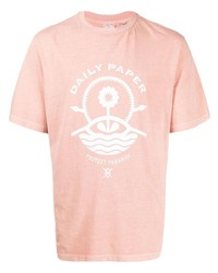 T-shirt girocollo stampata rosa di Daily Paper
