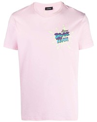 T-shirt girocollo stampata rosa di Diesel