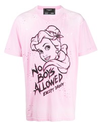 T-shirt girocollo stampata rosa di DOMREBEL