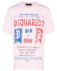 T-shirt girocollo stampata rosa di DSQUARED2