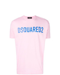 T-shirt girocollo stampata rosa di DSQUARED2