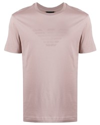 T-shirt girocollo stampata rosa di Emporio Armani