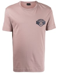 T-shirt girocollo stampata rosa di Emporio Armani