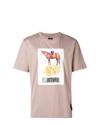 T-shirt girocollo stampata rosa di Fendi