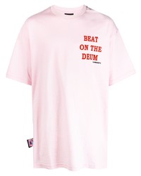 T-shirt girocollo stampata rosa di Garbage Tv