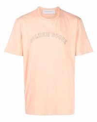 T-shirt girocollo stampata rosa di Golden Goose