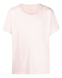T-shirt girocollo stampata rosa di Greg Lauren
