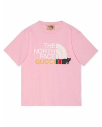 T-shirt girocollo stampata rosa di Gucci