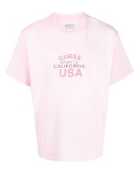 T-shirt girocollo stampata rosa di GUESS USA