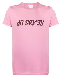 T-shirt girocollo stampata rosa di Helmut Lang