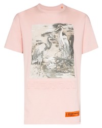T-shirt girocollo stampata rosa di Heron Preston