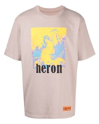 T-shirt girocollo stampata rosa di Heron Preston