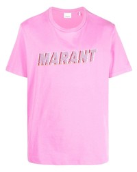 T-shirt girocollo stampata rosa di Isabel Marant