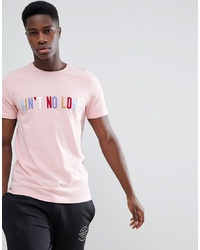 T-shirt girocollo stampata rosa di Jack & Jones