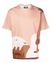 T-shirt girocollo stampata rosa di Just Don