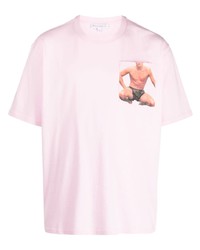 T-shirt girocollo stampata rosa di JW Anderson