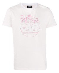T-shirt girocollo stampata rosa di Karl Lagerfeld