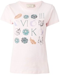 T-shirt girocollo stampata rosa di Kitsune