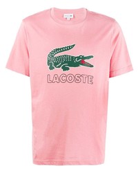 T-shirt girocollo stampata rosa di Lacoste