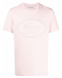 T-shirt girocollo stampata rosa di Lacoste
