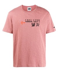 T-shirt girocollo stampata rosa di Les Hommes Urban
