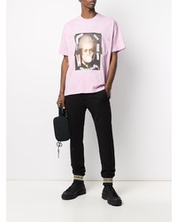 T-shirt girocollo stampata rosa di VERSACE JEANS COUTURE