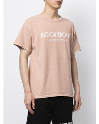 T-shirt girocollo stampata rosa di Blood Brother