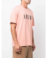 T-shirt girocollo stampata rosa di Amiri