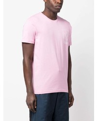 T-shirt girocollo stampata rosa di costume national contemporary