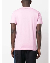 T-shirt girocollo stampata rosa di costume national contemporary
