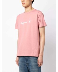 T-shirt girocollo stampata rosa di agnès b.