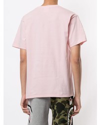 T-shirt girocollo stampata rosa di A Bathing Ape