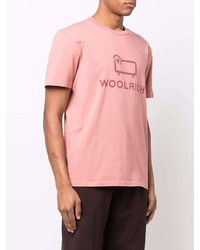 T-shirt girocollo stampata rosa di Woolrich