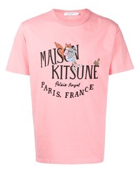 T-shirt girocollo stampata rosa di MAISON KITSUNÉ