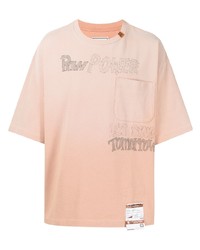 T-shirt girocollo stampata rosa di Maison Mihara Yasuhiro