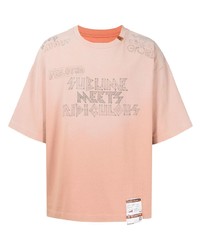 T-shirt girocollo stampata rosa di Maison Mihara Yasuhiro