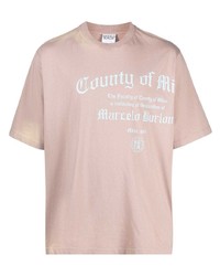 T-shirt girocollo stampata rosa di Marcelo Burlon County of Milan