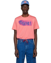 T-shirt girocollo stampata rosa di Marni