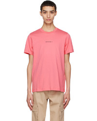 T-shirt girocollo stampata rosa di Marni
