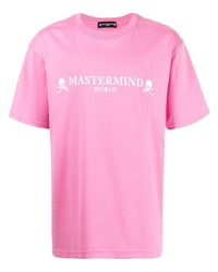 T-shirt girocollo stampata rosa di Mastermind World